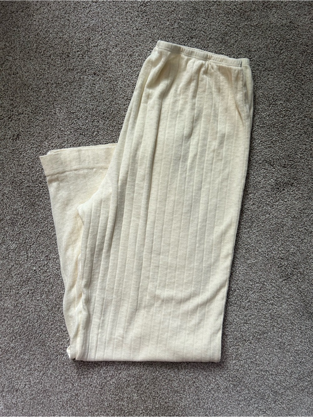 Donni NWOT Cream Pointelle Simple Crop Pant - Picture 2 of 4